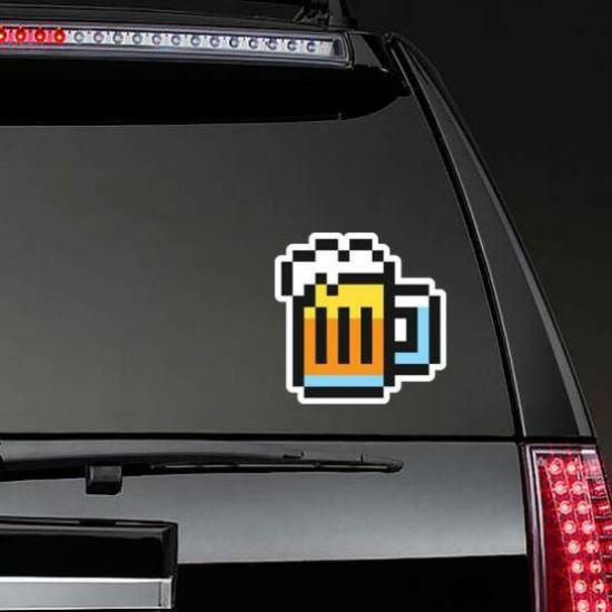 Beer Icon In Pixel Art Sticker | Beer Stickers Beer Stickers Beer Stickers