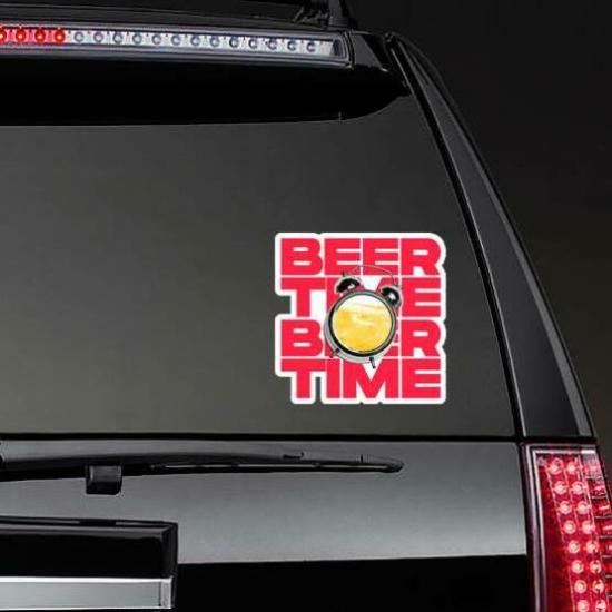 Beer Time Clock, Cool Lettering Sticker | Beer Stickers Beer Stickers Beer Stickers