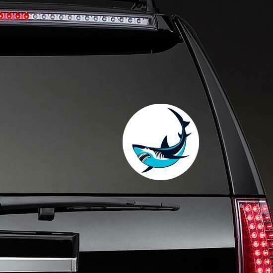 Blue Shark Circle Sticker | Shark Stickers Hawaiian & Tropical Stickers Shark Stickers