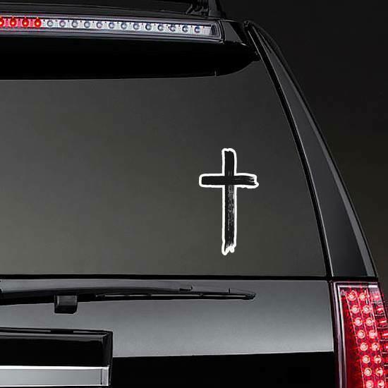 Brushed Cross Symbol Sticker | Religious Cross Stickers Girly Girl Stickers Religious Cross Stickers