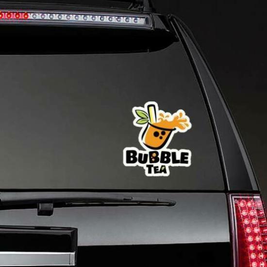 Bubble Tea Logo With A Splattering Sticker | Tea Stickers and Decals Boba & Bubble Tea Stickers Boba & Bubble Tea Stickers