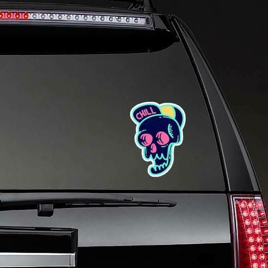 Chill Bright Neon Skull Sticker | Skull & Skeleton Stickers Evil & Wicked Stickers Skull & Skeleton Stickers