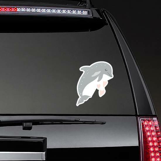 Cute Grey Dolphin Heart Art Sticker | Dolphin Stickers Dolphin Stickers Dolphin Stickers