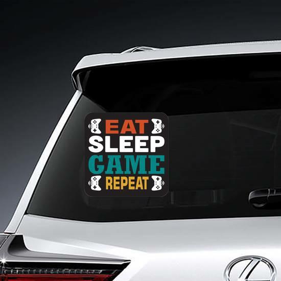 Eat Sleep Game Repeat Sticker | Gaming Stickers & Wall Decals Gamer Stickers & Decals Gaming Stickers & Wall Decals