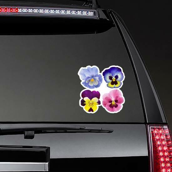 Four Pansy Flowers Colorful Sticker | Pansy Flower Stickers Flower Stickers Pansy Flower Stickers