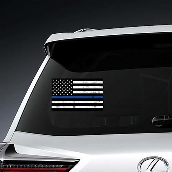 Grunge Law Enforcement Thin Blue Line USA Flag | American Flag Stickers American Flag Stickers American Flag Stickers