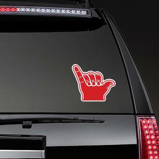 Hand Shaka Red Design Icon Sticker | Shaka Stickers Hawaiian & Tropical Stickers Shaka Stickers