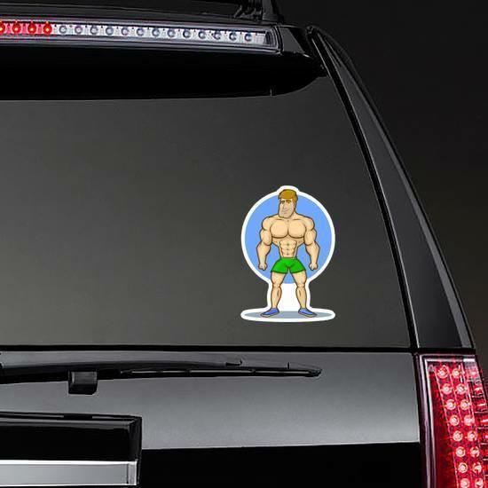 Illustration Of An Athletic, Muscular Man Sticker | Sexy Men Stickers Girly Girl Stickers Sexy Men Stickers