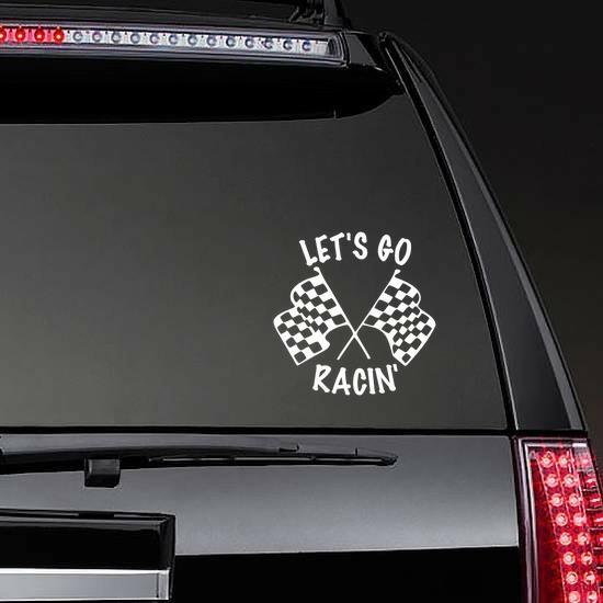 Let’s Go Racin’ Vinyl Lettering Sticker | Racing Flags Stickers Flag Stickers Racing Flags Stickers