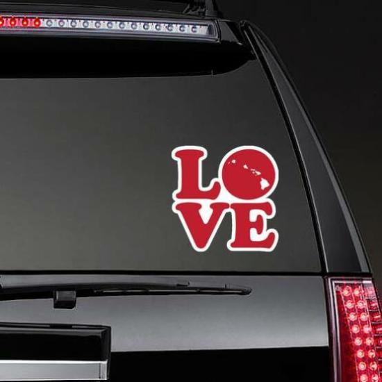 Love Hawaii State Red Outline Sticker | Hawaii Stickers Hawaii Stickers Hawaii Stickers