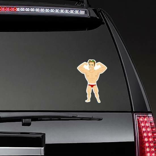 Muscle Man With Sunglasses And Swimsuit Sticker | Sexy Men Stickers Girly Girl Stickers Sexy Men Stickers