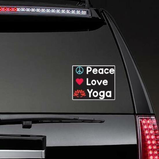 Peace Love And Yoga Sticker | Peace Sign Stickers and Decals Girly Girl Stickers Peace Sign Stickers & Decals