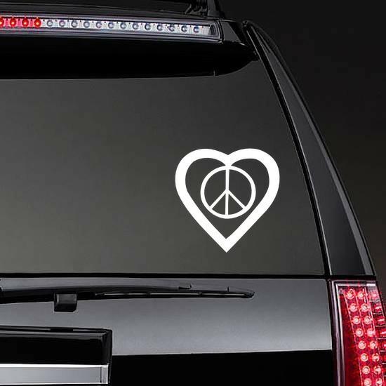 Peace Sign In A Heart Sticker | Peace Sign Stickers and Decals Girly Girl Stickers Heart Stickers