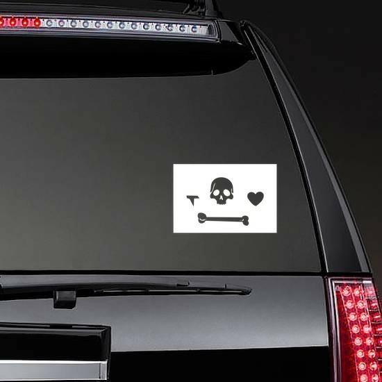 Pirate Flag With Skull And Heart Sticker | Pirate Flag Stickers Flag Stickers Pirate Flag Stickers