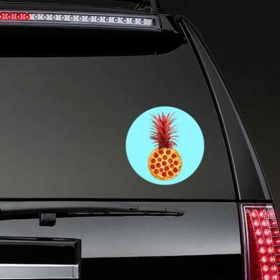 Pizza Pineapple On Blue Sticker | Pizza Stickers Food & Beverage Stickers Pineapple Stickers