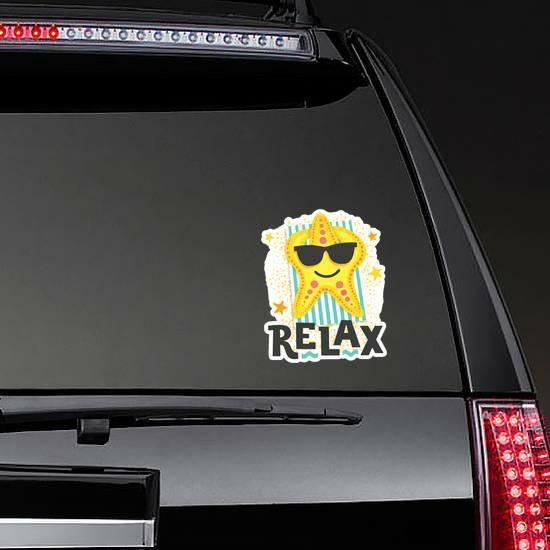 Relax. Starfish Sunbathes In Glasses On The Beach Sticker | Starfish Stickers Hawaiian & Tropical Stickers Starfish Stickers