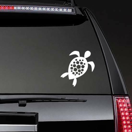 Sea Turtle With Cool Hexagon Shell Sticker | Turtle Stickers Hawaiian & Tropical Stickers Turtle Stickers