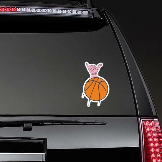 Shaka Hand Graphic Design Basketball Sticker | Shaka Stickers Hawaiian & Tropical Stickers Shaka Stickers