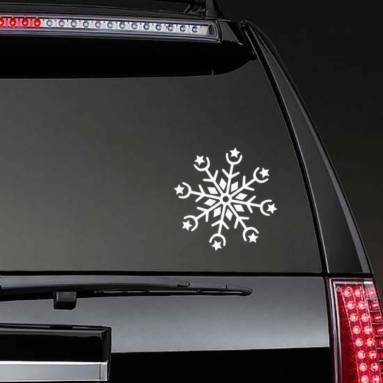 Snowflake With Stars Sticker | Star Stickers Girly Girl Stickers Snowflake Stickers