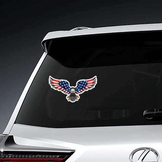 Soaring American Eagle With USA Flag Wings Sticker | American Flag Stickers American Flag Stickers American Flag Stickers