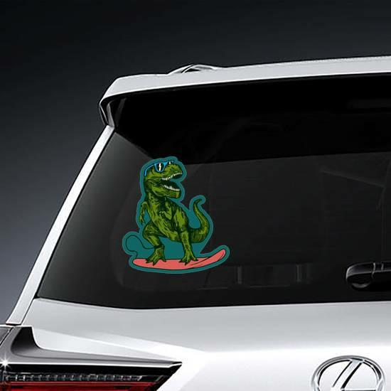 Surfing T-Rex Dinosaur Sticker | Surfing Stickers Hawaiian & Tropical Stickers Surfing Stickers