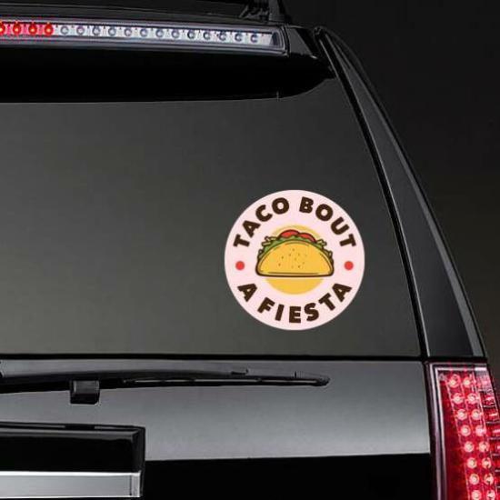 Taco Bout A Fiesta Pink Sticker | Taco Stickers and Decals Food & Beverage Stickers Taco Stickers & Decals