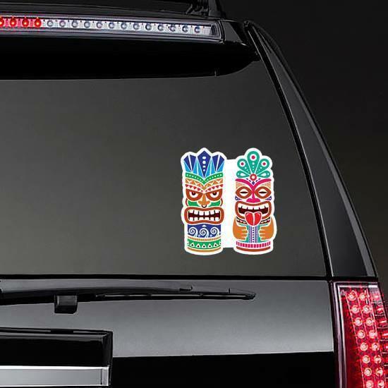 Tiki Pole Totem Set Sticker | Tiki Stickers Hawaiian & Tropical Stickers Tiki Stickers