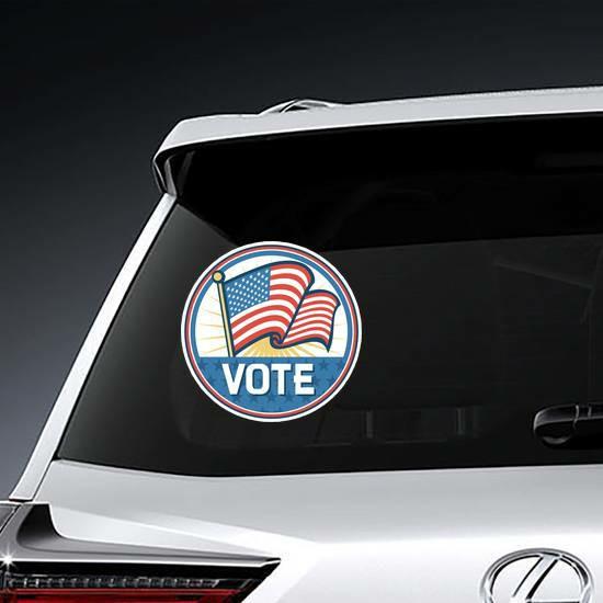 USA Flag Vote Election Circle Sticker | American Flag Stickers American Flag Stickers American Flag Stickers