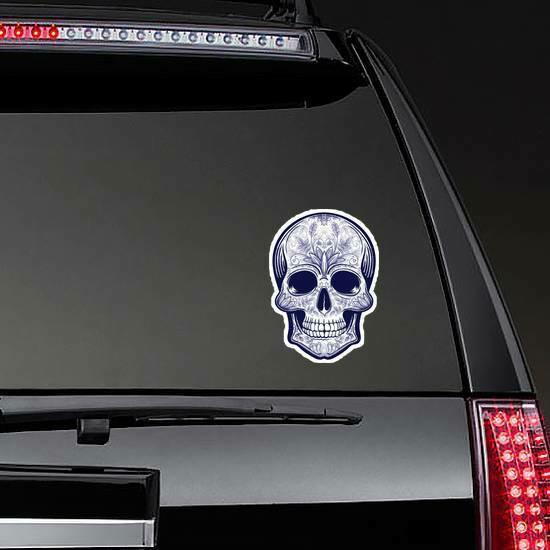 Vector Blue Tattoo Skull Sticker | Skull & Skeleton Stickers Evil & Wicked Stickers Skull & Skeleton Stickers