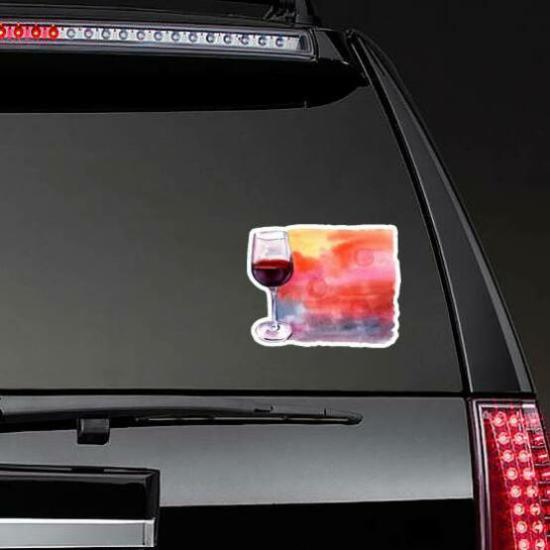 Watercolor Glass Of Red Wine Colorful Sticker | Wine Stickers Food & Beverage Stickers Wine Stickers