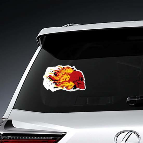 Red Skull on Fire Sticker | Flame Decals for Your Car Flame Decals Flame Decals for Your Car