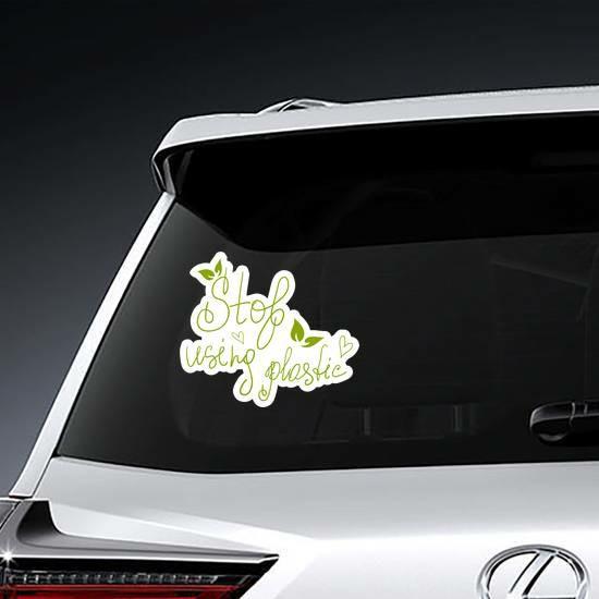 Stop Using Plastic Thin Writing Sticker | Environment and Eco-Friendly Stickers and Decals Environment & Eco-Friendly Stickers Environment & Eco-Friendly Stickers & Decals